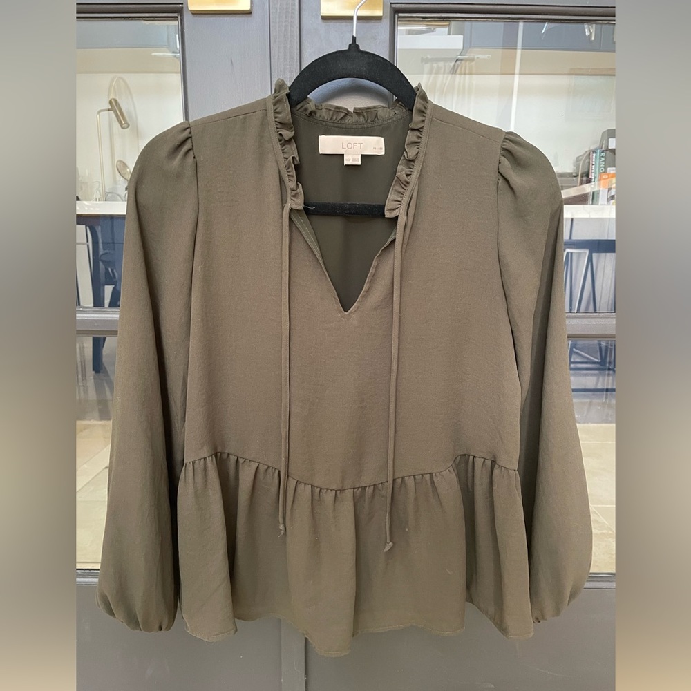 LOFT olive green blouse